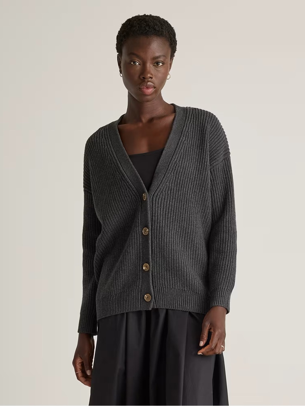 100% organic cotton, oversized boyfriend cardigan (Quince)